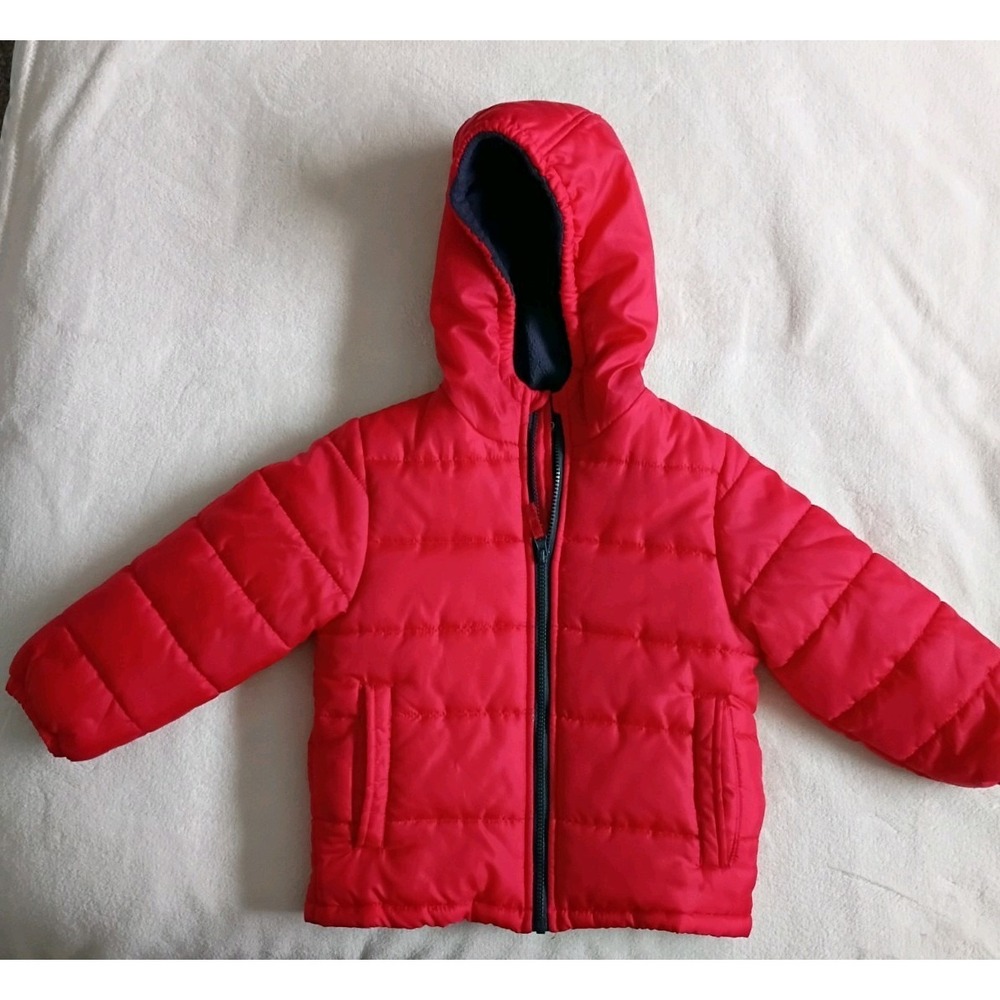 OshKosh B'gosh Boys Hooded‎ Puffer Jacket Red Zip Size 6 Polyester